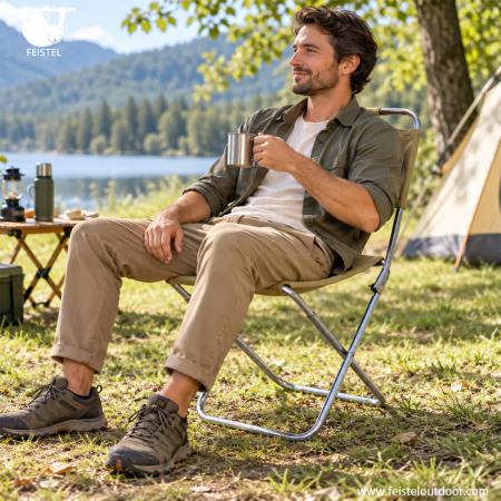 Portable Folding Stool with Back – 0.35kg Aluminum Camping Chair, 120kg Capacity 