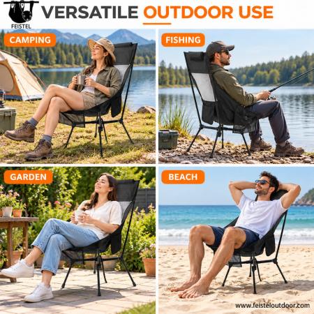 High Back Folding Camping Chair – 7075 Aluminum, Breathable Mesh, 2.13kg Lightweight, 150kg Capacity 