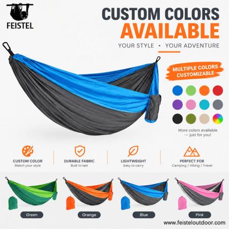 Single Parachute Nylon Hammock – 270×140cm 210T Fabric, 750g, 200kg Capacity, Tree Straps & D Carabiners 