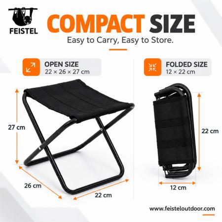 Lightweight Folding Camping Stool – 260g Aluminum X-Frame, 120kg Capacity 