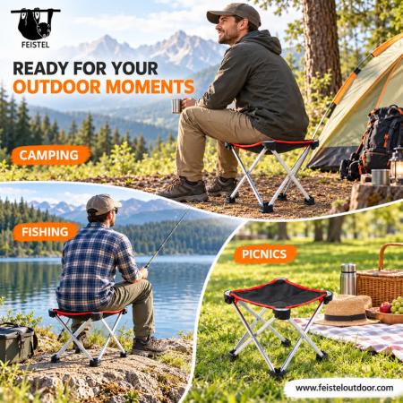 Mini Portable Folding Stool – 0.3kg 7075 Aluminum Camping Seat, Compact 8×30cm, 120kg Capacity 