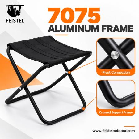 Lightweight Folding Camping Stool – 260g Aluminum X-Frame, 120kg Capacity 