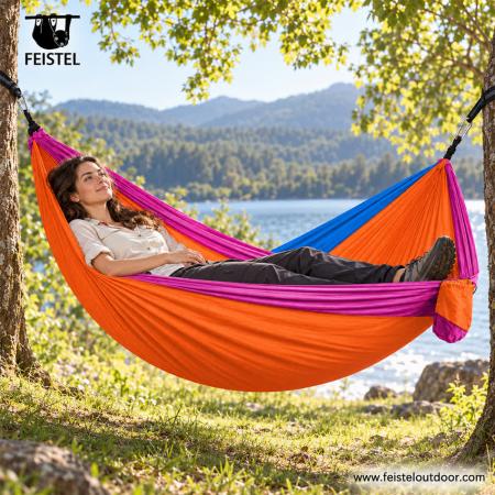 Single Parachute Nylon Hammock – 270×140cm 210T Fabric, 750g, 200kg Capacity, Tree Straps & D Carabiners 