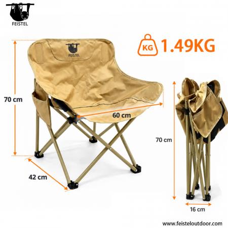 Padded Folding Camping Moon Chair – 1.63kg Carbon Steel & Oxford Fabric, 150kg Capacity 