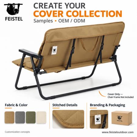Double Camping Chair Cotton-Padded Cover – Suede-Like Fabric, Oxford Cloth & 120g Wadding 