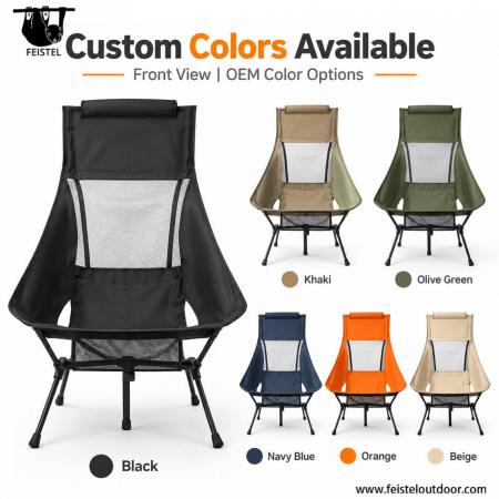 High Back Folding Camping Chair – 7075 Aluminum, Breathable Mesh, 2.13kg Lightweight, 150kg Capacity 