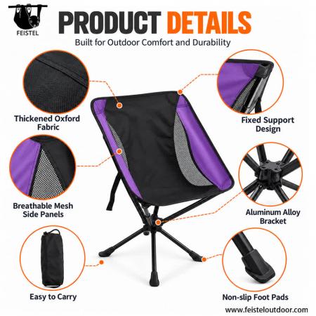 Folding Swivel Camping Chair – Portable Aluminum Chair, 150kg Capacity, 1.75kg Lightweight 