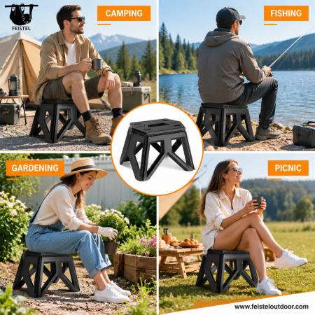Portable Folding Camping Stool – PP Plastic, S/L Sizes, 150kg Capacity 
