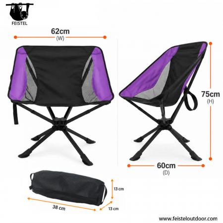 Folding Swivel Camping Chair – Portable Aluminum Chair, 150kg Capacity, 1.75kg Lightweight 