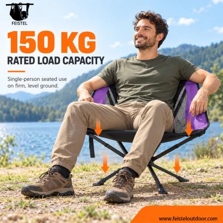 Folding Swivel Camping Chair – Portable Aluminum Chair, 150kg Capacity, 1.75kg Lightweight 