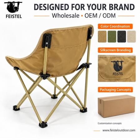 Padded Folding Camping Moon Chair – 1.63kg Carbon Steel & Oxford Fabric, 150kg Capacity 