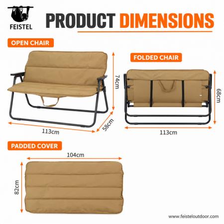 Double Camping Chair Cotton-Padded Cover – Suede-Like Fabric, Oxford Cloth & 120g Wadding 