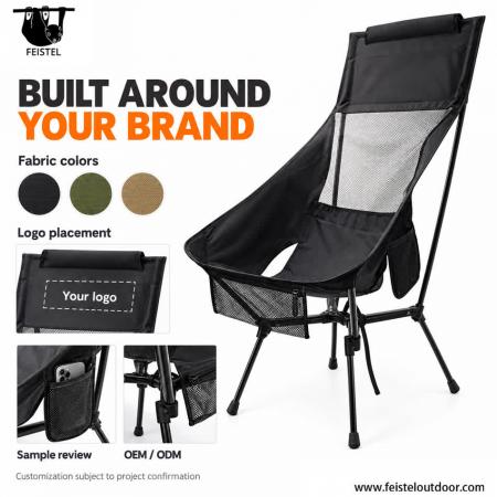 High Back Folding Camping Chair – 7075 Aluminum, Breathable Mesh, 2.13kg Lightweight, 150kg Capacity 
