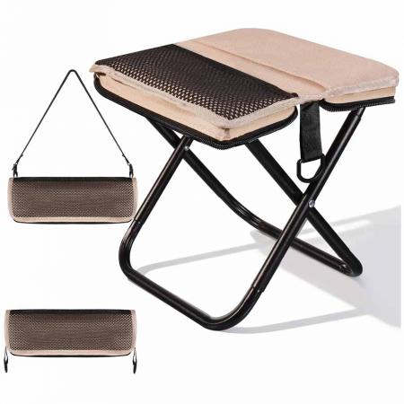 Collapsible Camping Stool – 690g Lightweight Folding Stool Chair with 700D Double-Layer Oxford, Carbon Steel Frame, 130kg Load Capacity & Carry Bag 