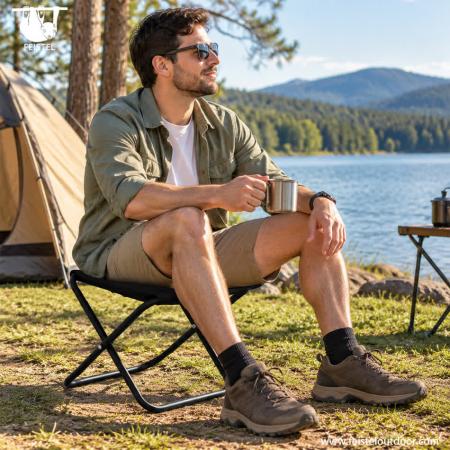 Lightweight Folding Camping Stool – 260g Aluminum X-Frame, 120kg Capacity 
