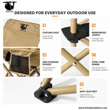 Padded Folding Camping Moon Chair – 1.63kg Carbon Steel & Oxford Fabric, 150kg Capacity 