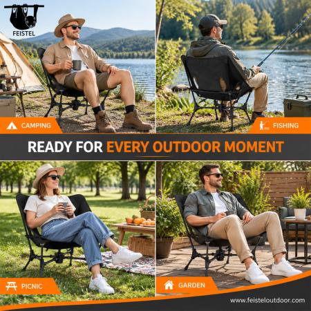 Backpack Camping Chair – 7075 Aluminum Folding Moon Chair, 1.5kg Lightweight, 150kg Capacity 