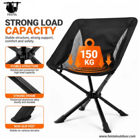 Camping Folding Chair – 7075 Aluminum Packable Moon-Style Chair, 1.88kg Lightweight, 150kg Capacity 