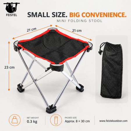 Mini Portable Folding Stool – 0.3kg 7075 Aluminum Camping Seat, Compact 8×30cm, 120kg Capacity 
