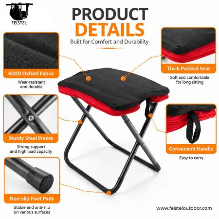 Folding Backpack Stool – 290g 7075 Aluminum Camping Seat, 120kg Capacity 