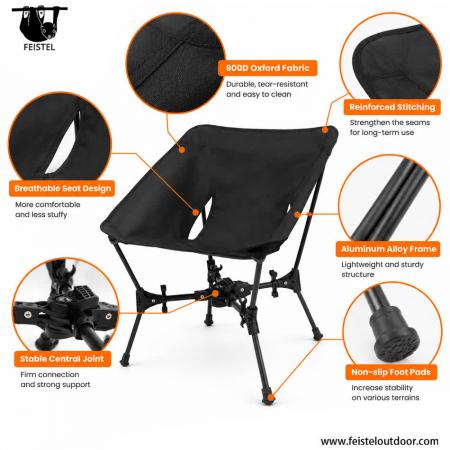 Backpack Camping Chair – 7075 Aluminum Folding Moon Chair, 1.5kg Lightweight, 150kg Capacity 