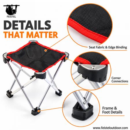 Mini Portable Folding Stool – 0.3kg 7075 Aluminum Camping Seat, Compact 8×30cm, 120kg Capacity 