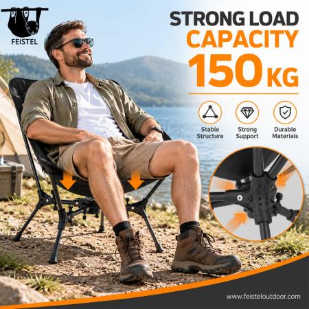 Backpack Camping Chair – 7075 Aluminum Folding Moon Chair, 1.5kg Lightweight, 150kg Capacity 
