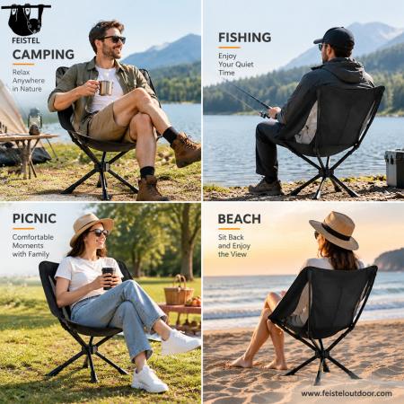 Camping Folding Chair – 7075 Aluminum Packable Moon-Style Chair, 1.88kg Lightweight, 150kg Capacity 