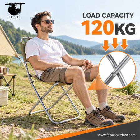 Portable Folding Stool with Back – 0.35kg Aluminum Camping Chair, 120kg Capacity 
