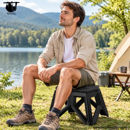 Portable Folding Camping Stool – PP Plastic, S/L Sizes, 150kg Capacity 