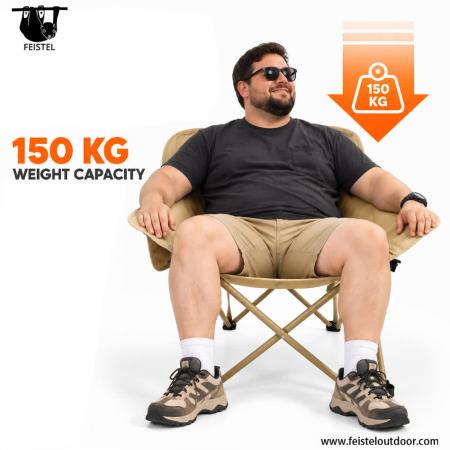 Padded Folding Camping Moon Chair – 1.63kg Carbon Steel & Oxford Fabric, 150kg Capacity 