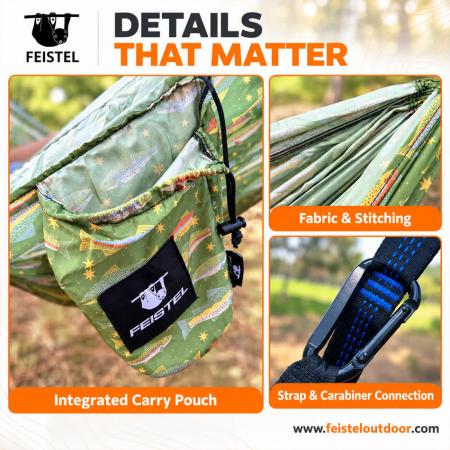 Lightweight Camping Hammock – 300×200cm 65D Nylon, 300kg Capacity & 3m Hanging Straps 