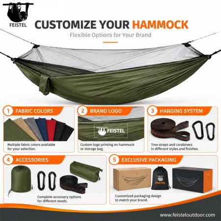 Nylon Camping Mosquito Hammock – 280×140cm 210T Fabric, 780g, 200kg Capacity & Hanging Kit 