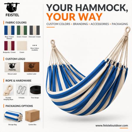 Portable Beach Hammock – 200×80cm Single Spreader Bar Hammock, 320gsm Cotton Blend, 100kg Capacity 