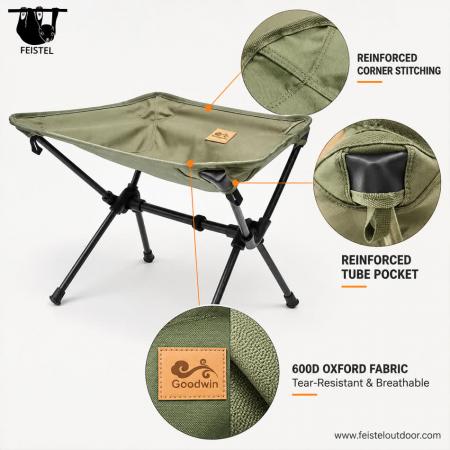 Campfire Stools – Collapsible Stool for Camping with 7075 Aluminum Frame, 600D Polyester Mesh Seat & Compact Folding Design 