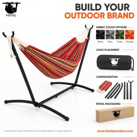 Backyard Hammock – Double Cotton-Polyester Hammock, 200×150cm, 300kg Capacity & Carry Bag 