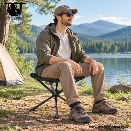 Oversized 3 Legged Stool – Large Folding Tripod Camping Stool with 7075 Aluminum Frame, 600D Polyester Mesh Seat & 150kg Capacity 