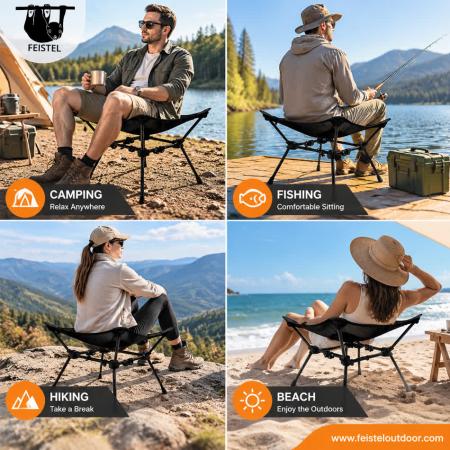 Heavy Duty Foldable Stool – 150kg Capacity Camping Stool with 7075 Aluminum Frame, Oxford Cloth Seat & Compact Storage 