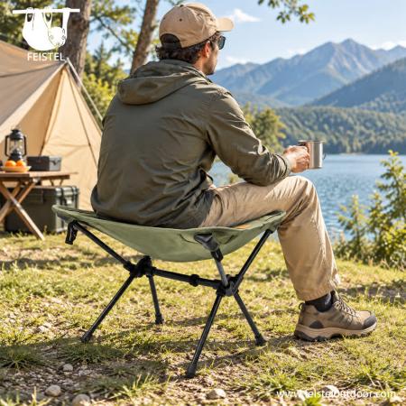 Campfire Stools – Collapsible Stool for Camping with 7075 Aluminum Frame, 600D Polyester Mesh Seat & Compact Folding Design 