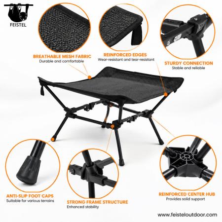 Heavy Duty Foldable Stool – 150kg Capacity Camping Stool with 7075 Aluminum Frame, Oxford Cloth Seat & Compact Storage 