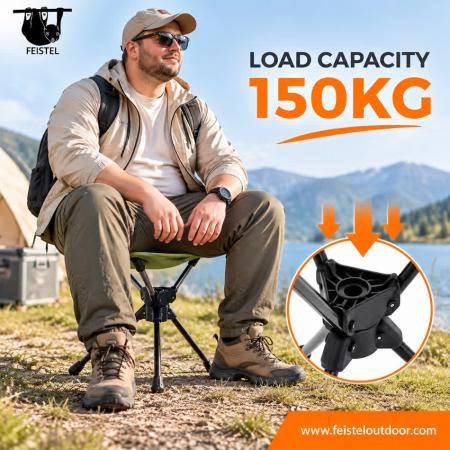 Camping 360 Stool – 0.48kg Lightweight Swivel Tripod Camping Stool with 7075 Aluminum Frame, Oxford Cloth Seat & Carry Bag 