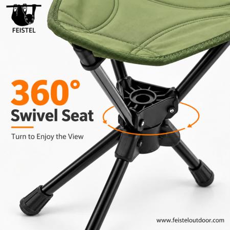 Camping 360 Stool – 0.48kg Lightweight Swivel Tripod Camping Stool with 7075 Aluminum Frame, Oxford Cloth Seat & Carry Bag 