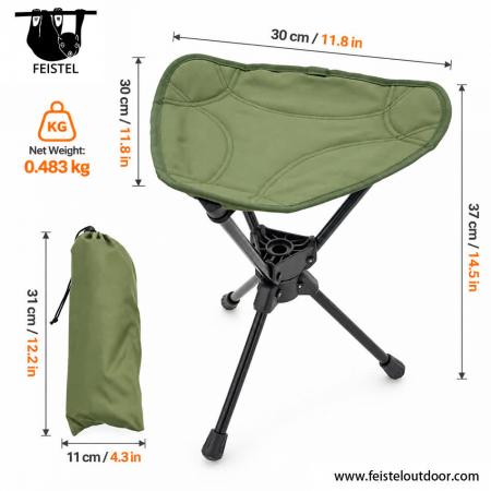 Camping 360 Stool – 0.48kg Lightweight Swivel Tripod Camping Stool with 7075 Aluminum Frame, Oxford Cloth Seat & Carry Bag 