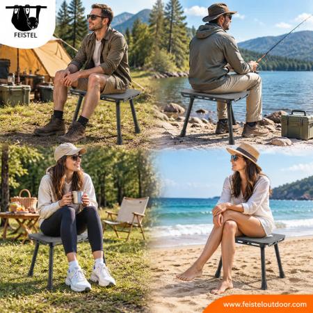 Fold Up Stools – Portable 7075 Aluminum Camping Stool Chair with Rigid Rectangular Seat & Compact Folding Design 