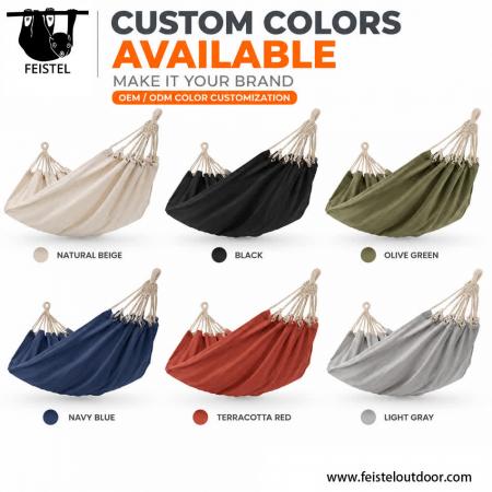 Cotton Hammock –Double Fabric Hammock with Braided Ropes, Carry Bag & Custom Colors 