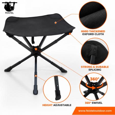 Oversized 3 Legged Stool – Large Folding Tripod Camping Stool with 7075 Aluminum Frame, 600D Polyester Mesh Seat & 150kg Capacity 