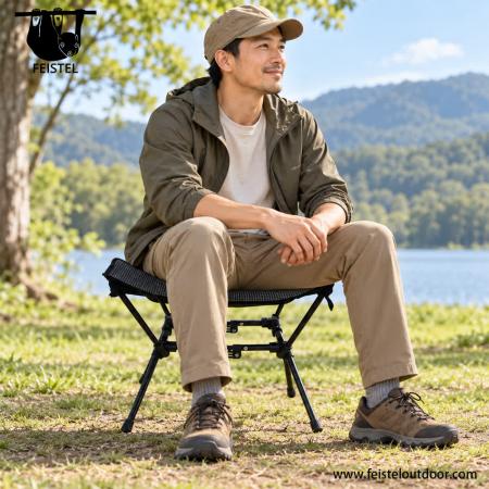 Heavy Duty Foldable Stool – 150kg Capacity Camping Stool with 7075 Aluminum Frame, Oxford Cloth Seat & Compact Storage 