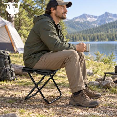 Folding Stool Camping Seat – 0.44kg Compact Aluminum Camp Folding Stool for Fishing & Travel, 120kg Capacity 