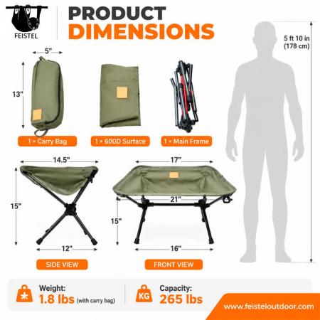 Campfire Stools – Collapsible Stool for Camping with 7075 Aluminum Frame, 600D Polyester Mesh Seat & Compact Folding Design 