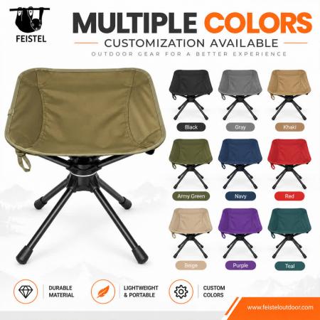 Heavy Duty Folding Camp Stool – 150kg Capacity Swivel Outdoor Foldable Stool with 7075 Aluminum Frame & 600D Polyester Mesh Seat 